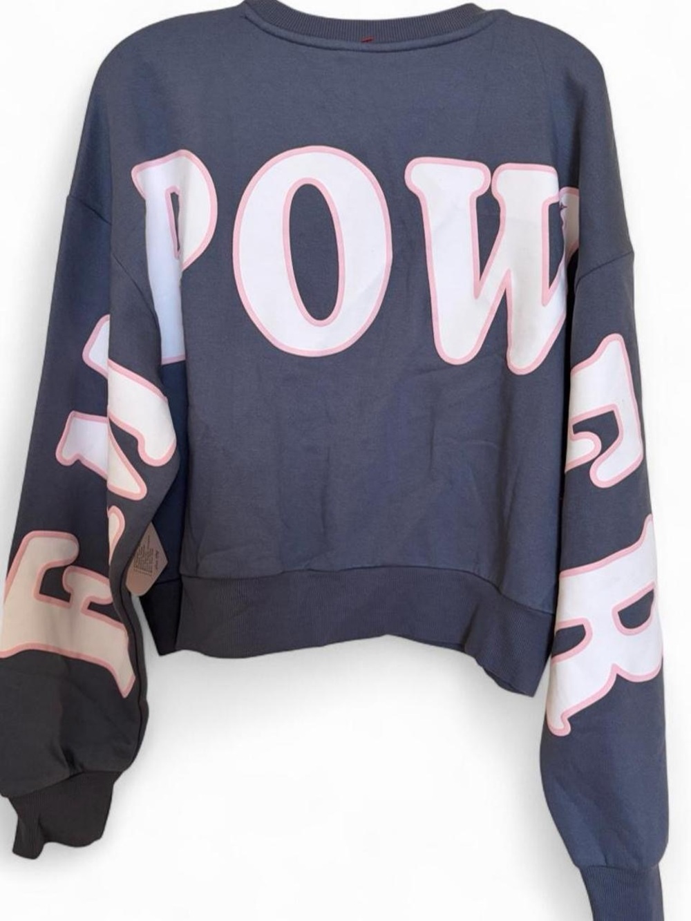 Love Crewneck Sweatshirt in Slate Blue with Pink & White Graphic